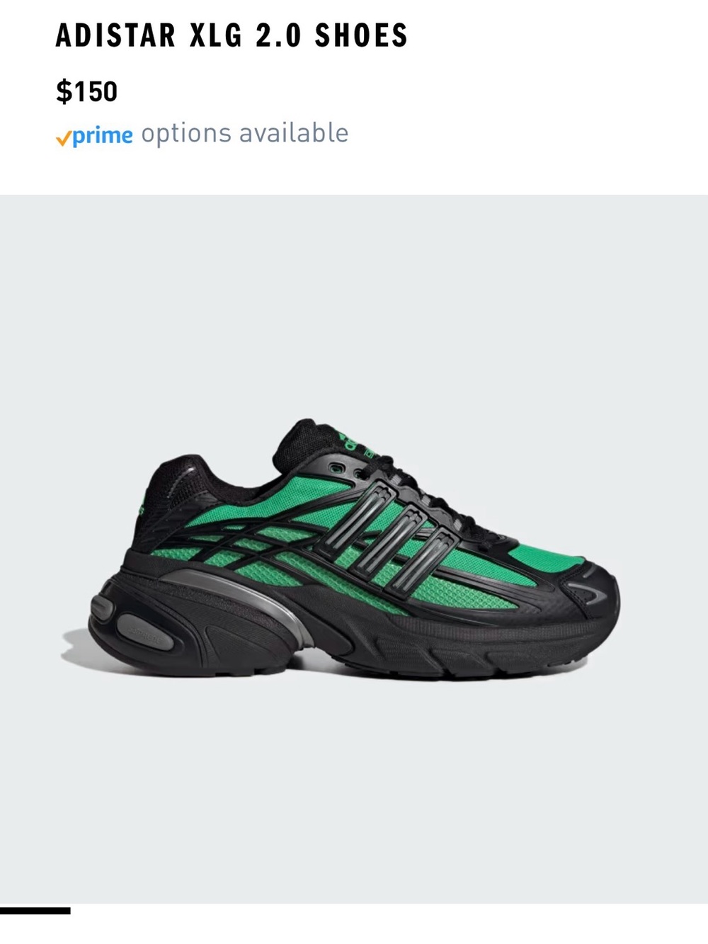 adidas Black and Neon Green Running Sneakers